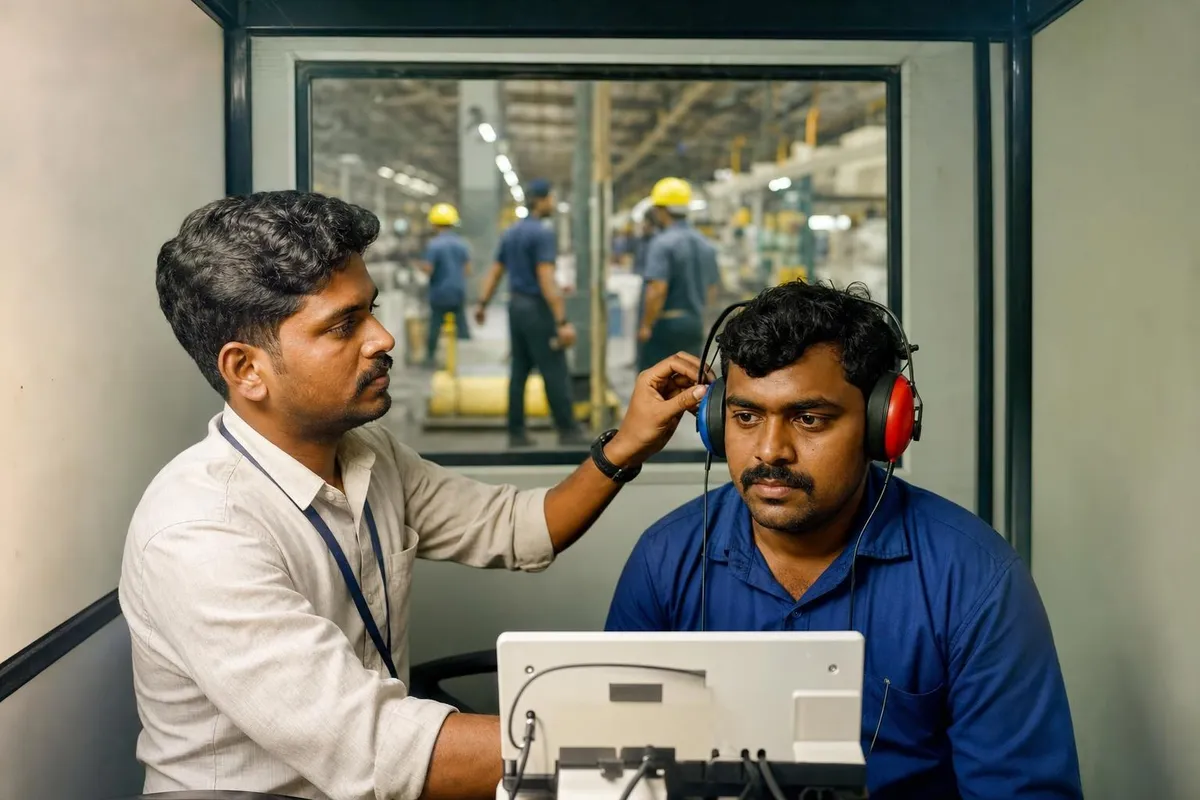 On-site industrial hearing screening for factory employees