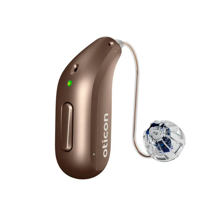 Oticon Intent RIC hearing aid, shown on a white background