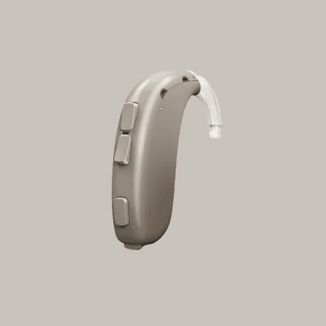 Oticon Xceed BTE hearing aid, shown on a white background