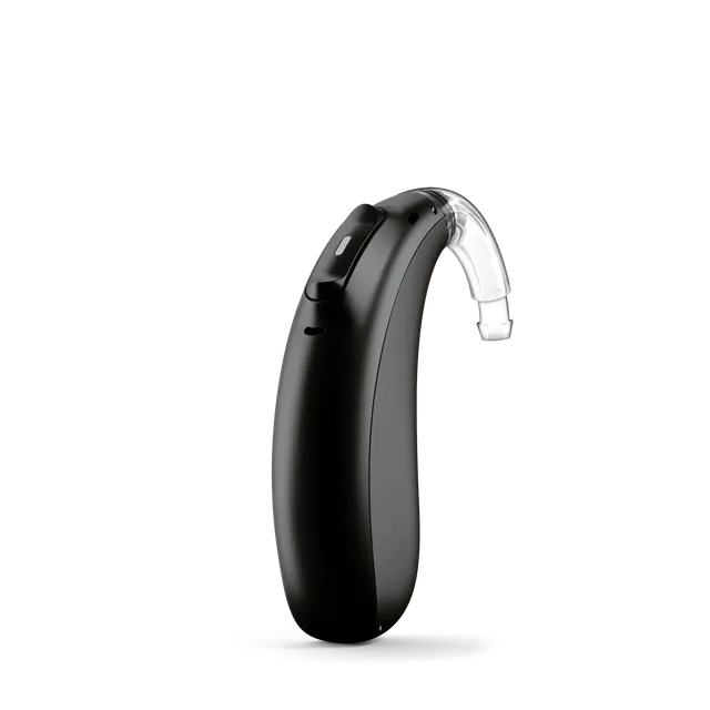 Phonak Naída Lumity BTE hearing aid, shown on a white background