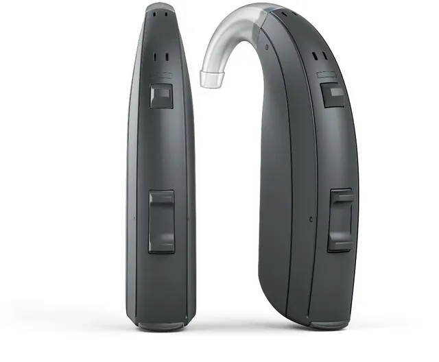 ReSound Enzo Q / Enzo IA BTE hearing aid, shown on a white background