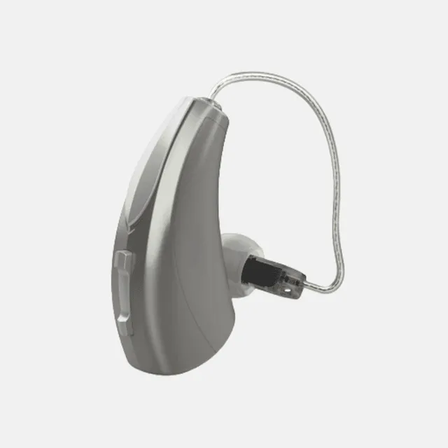 Starkey Livio / Livio AI RIC hearing aid, shown on a white background