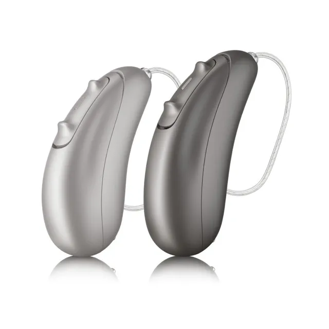 Unitron Moxi Vivante RIC hearing aid, shown on a white background
